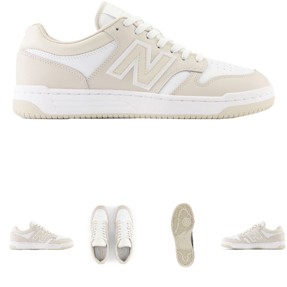 New Balance 480 Cream and White Casual Sneakers